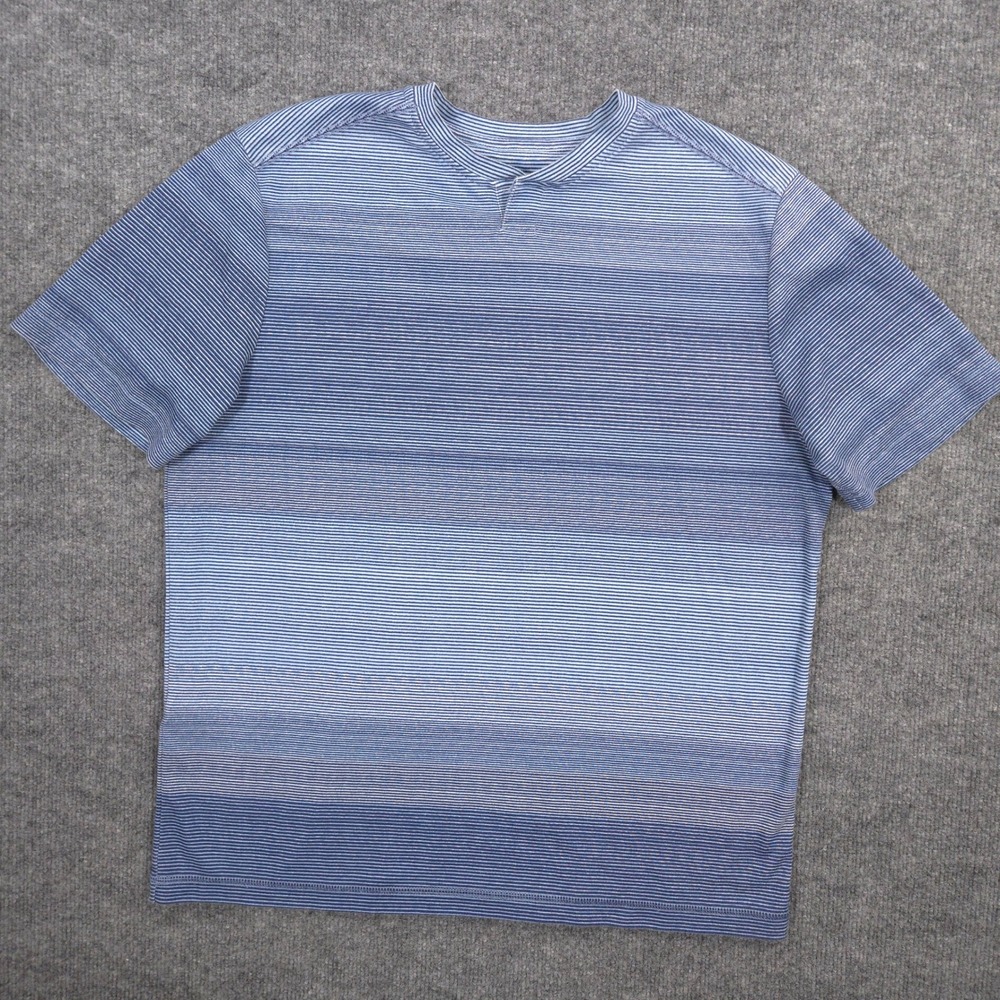 Tommy Bahama T Shirt Mens S Blue Striped Cotton Poly Blend Short Sleeve Marlin